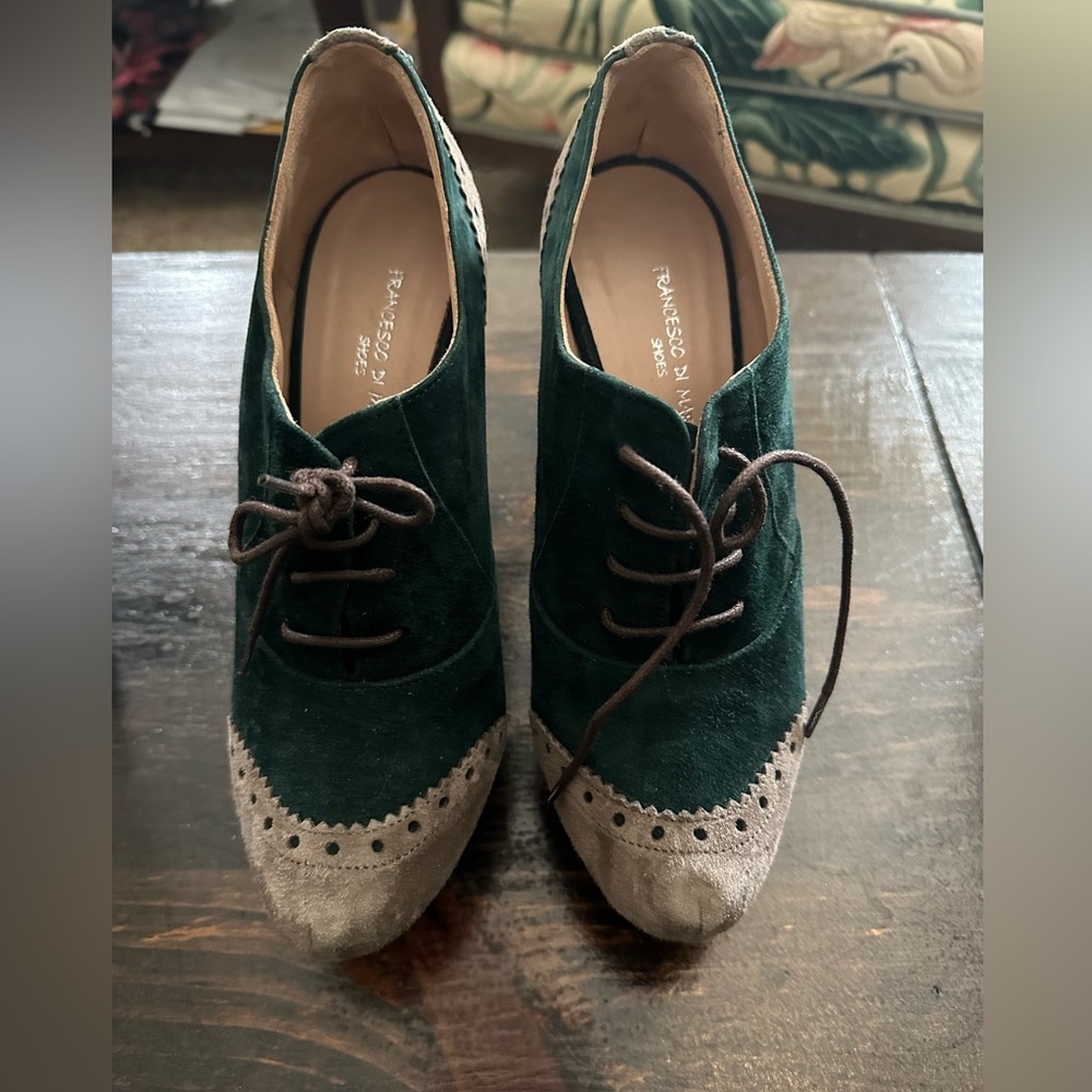 FRANCESCO DI MARCO oxford suede heels, size 6.5